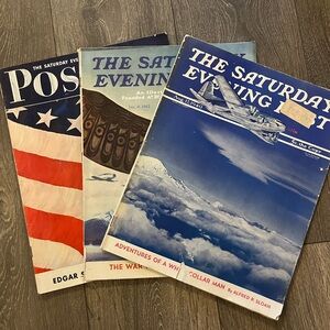 Vintage Saturday Evening Post Magazine Set - Red, Blue, White